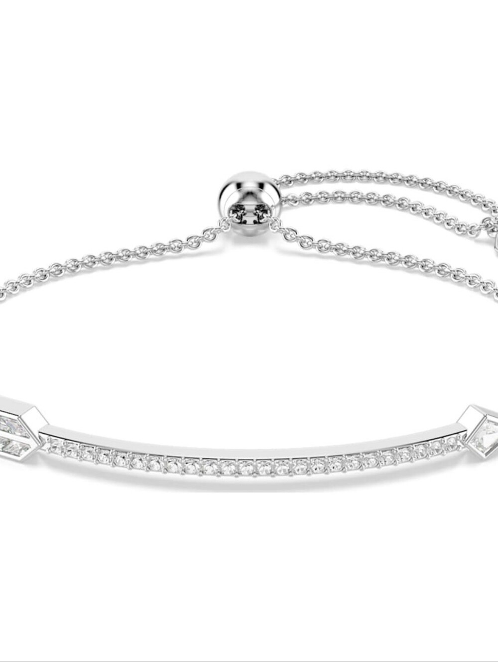 Swarovski Sterling Silver Cubic Zirconia Adjustable Bar Bracelet - Silver